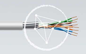 Twisted pair cable with fiol shield structure. Vector realistic